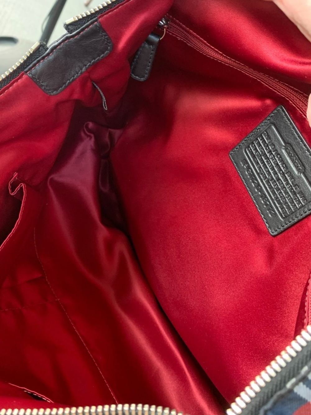 Coach Poppy Tartan Plaid Glam Tote + Wristlet (Red/Blue) 18713 - Picture 8 of 17